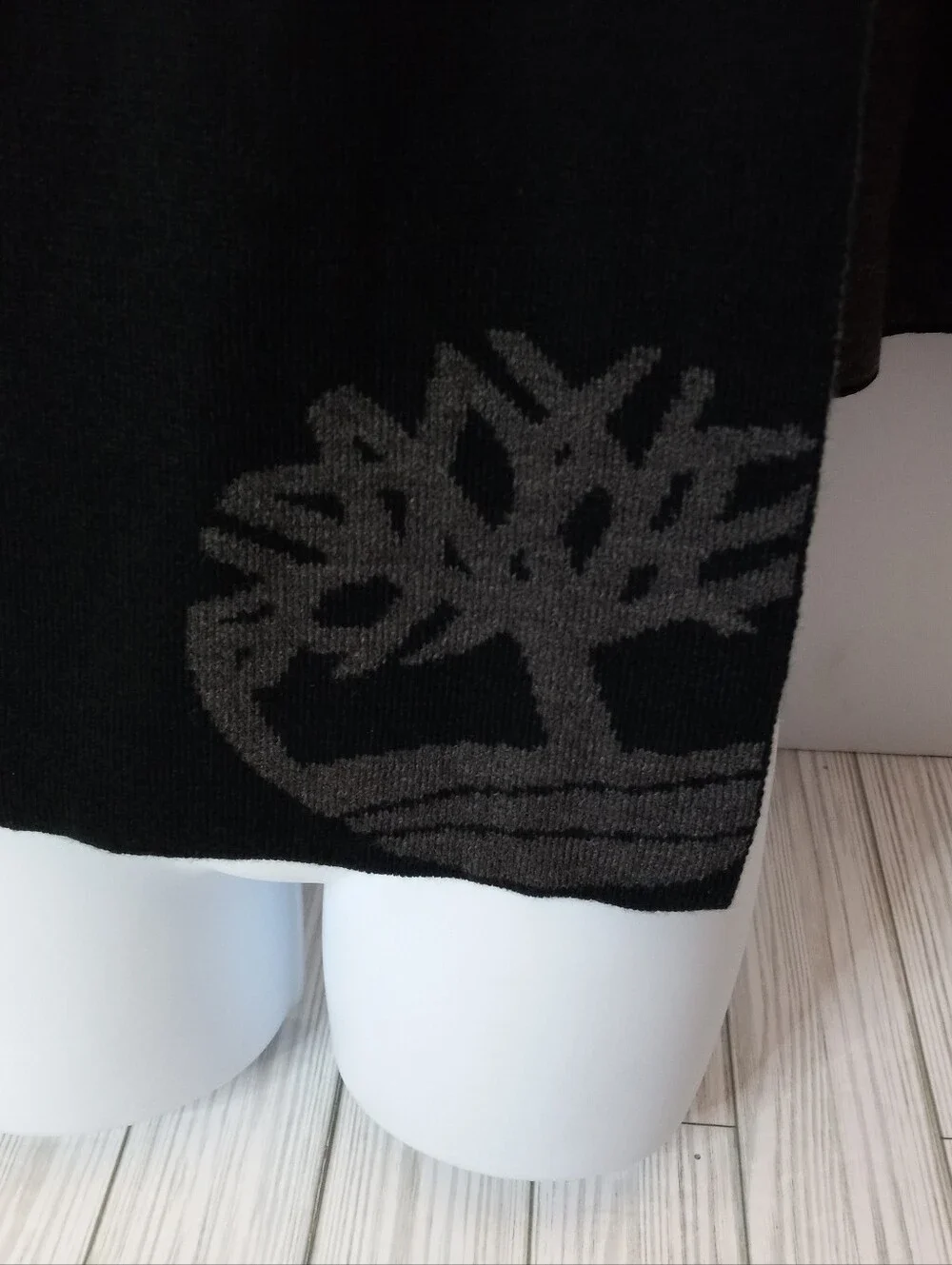 Timberland Large Logo Black & Gray Reversible Scarf